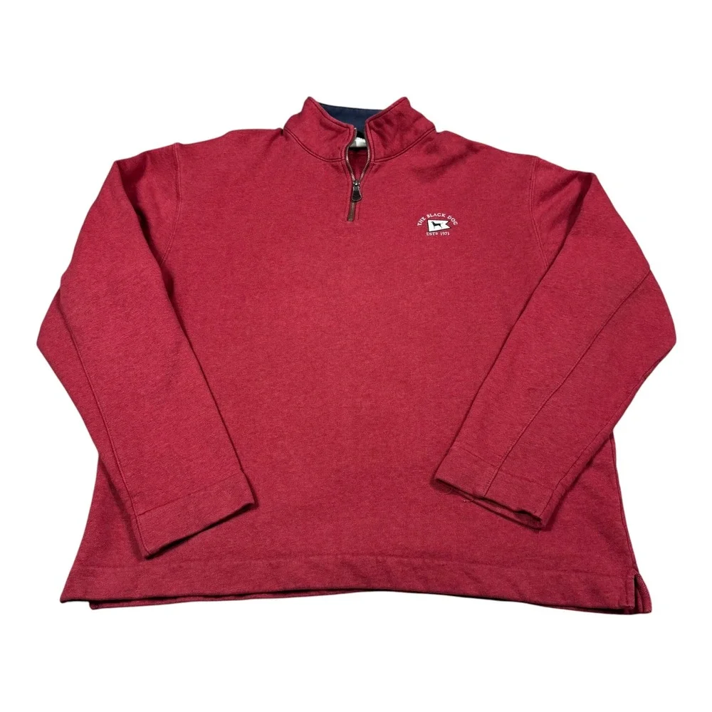 The Black Dog Red Logo 1/4 Zip Pullover Sweater Men's XXL